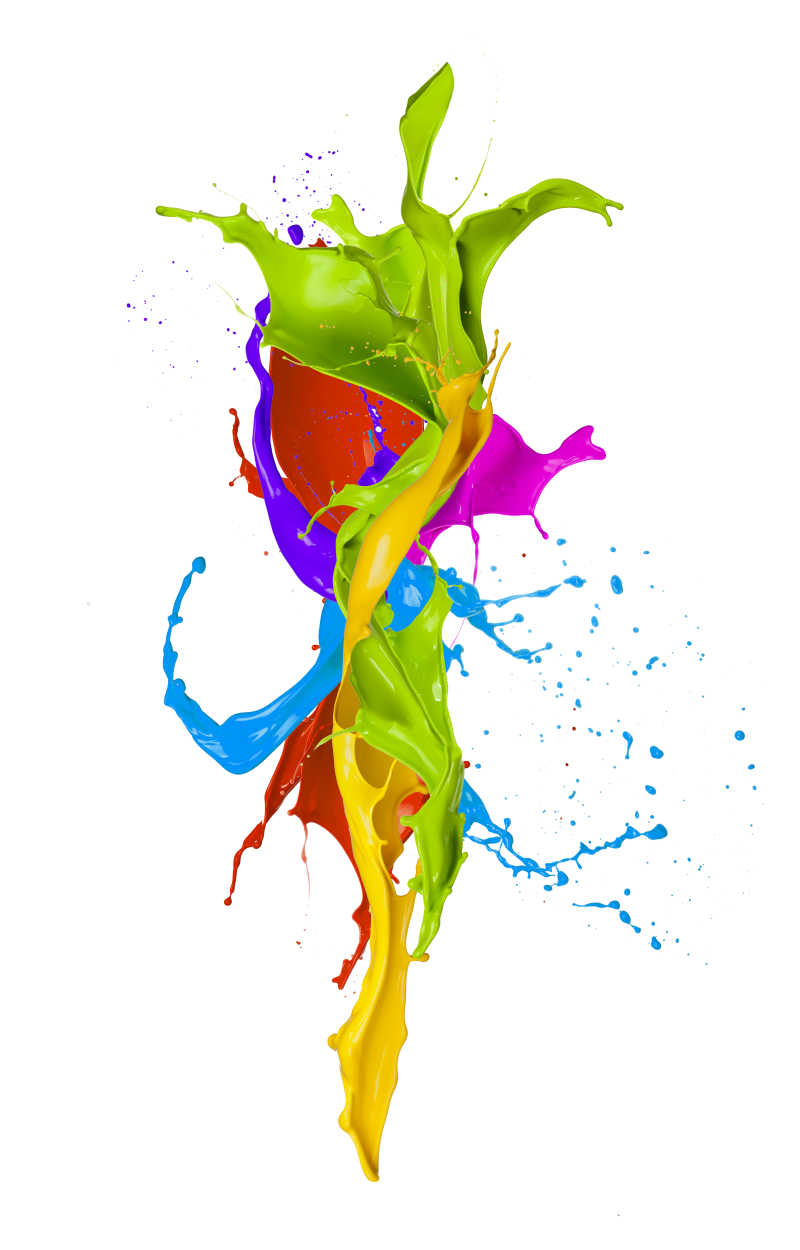 白色背景下的彩色油漆特写