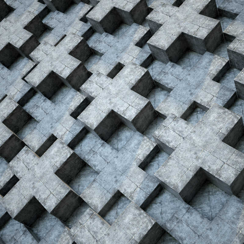 三维多边形混凝土浮雕墙建筑背景