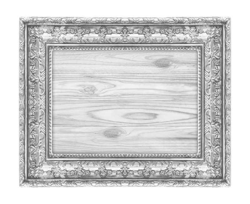 白色背景上的古董画框特写