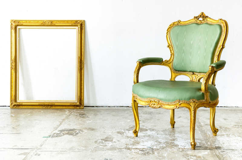 古典椅和经典框架特写