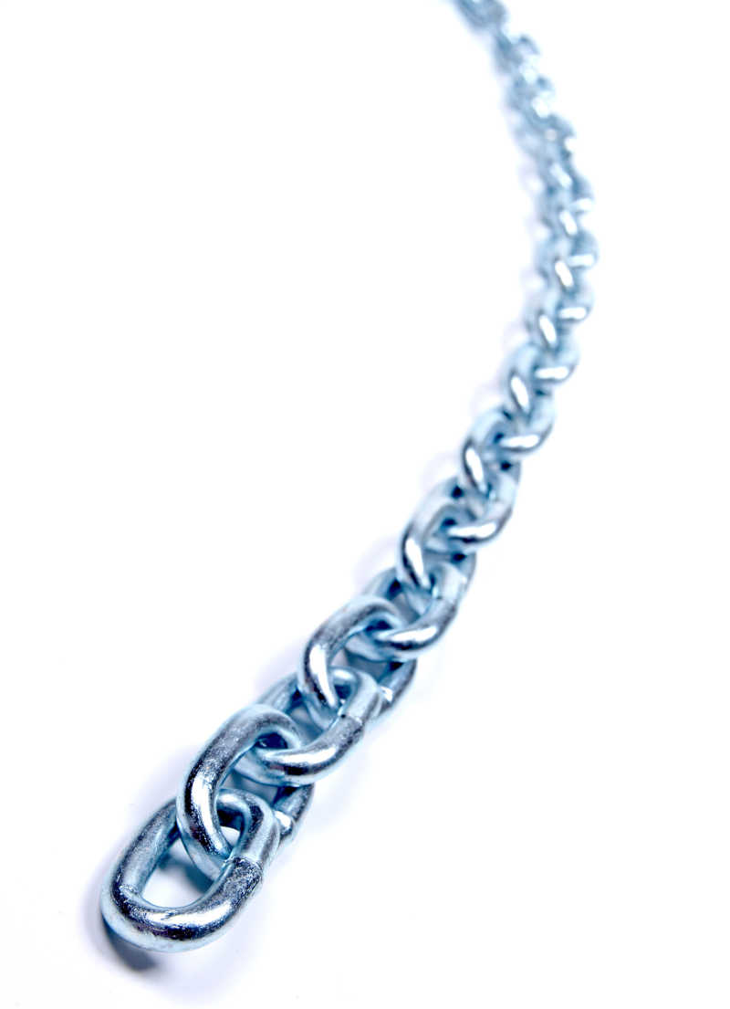 白色背景下的金属链条