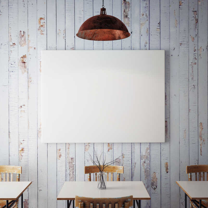 时尚简约咖啡馆3D渲染空白海报