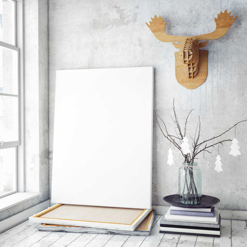 时尚室内空间设计空白背景海报