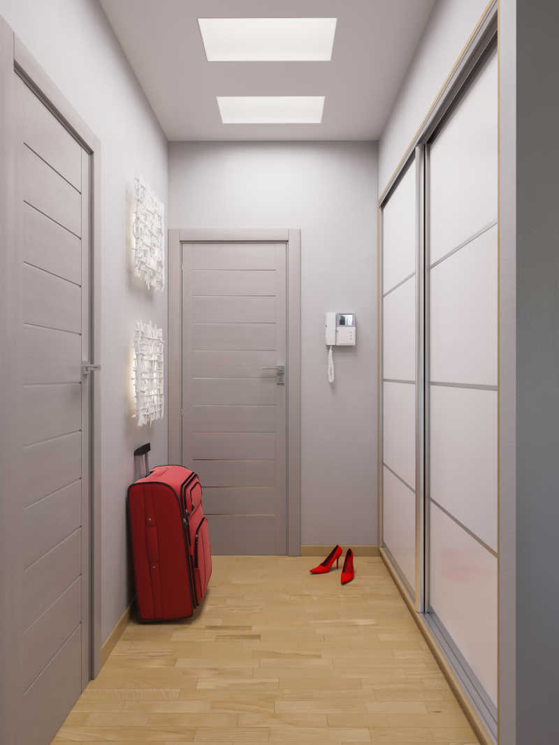 现代演播室室内室内三维渲染设计走廊