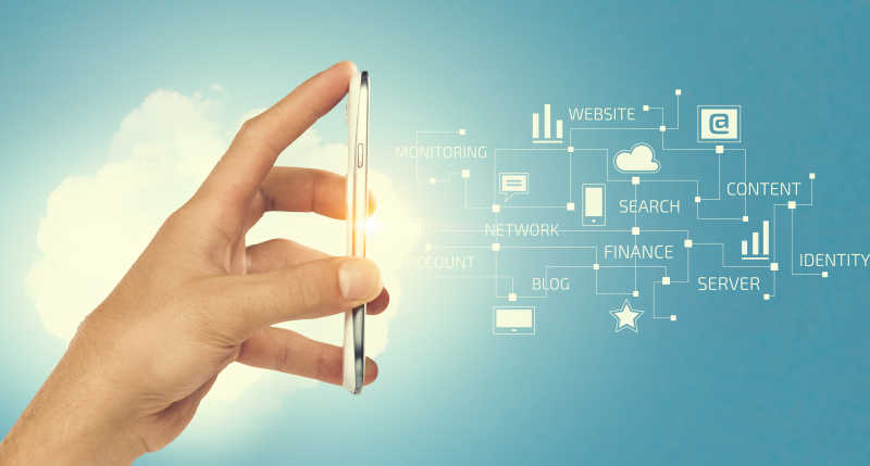 手持智能手机与概念社交媒体特写