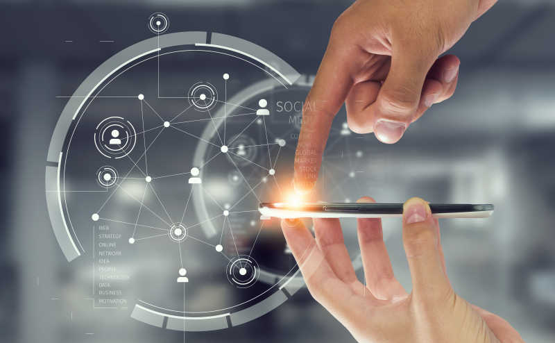 手指智能手机云计算概念