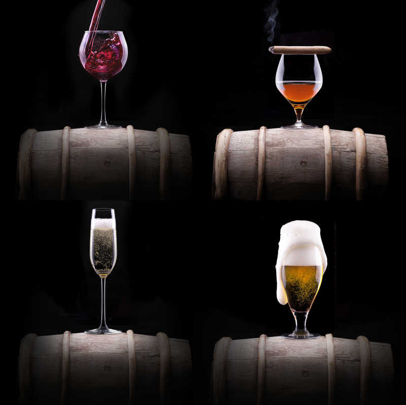 黑色背景中的酒杯