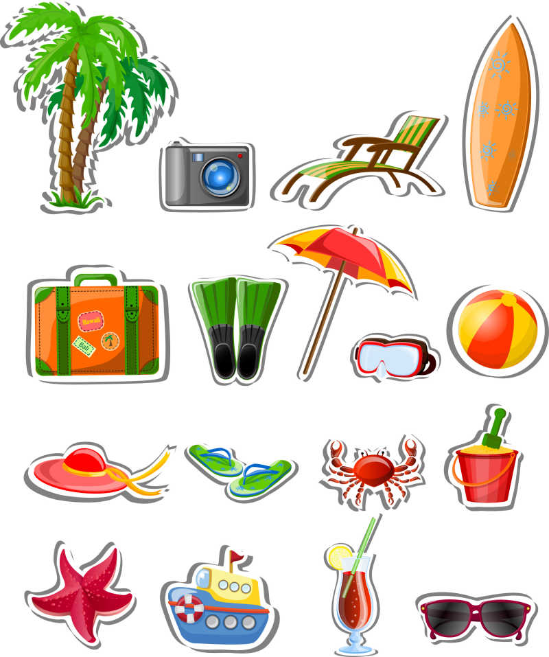 旅游概念漫画图标