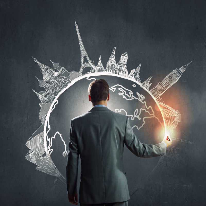 商人全球旅游概念