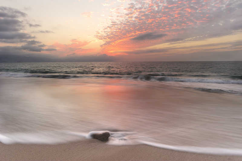 海洋日落海滩波浪