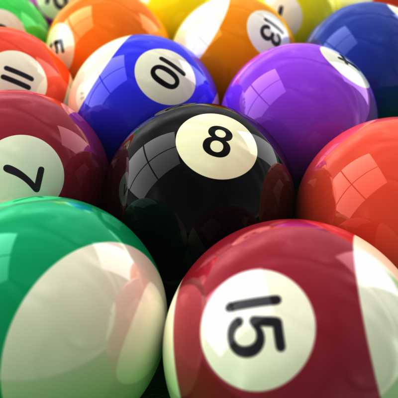五颜六色的台球特写