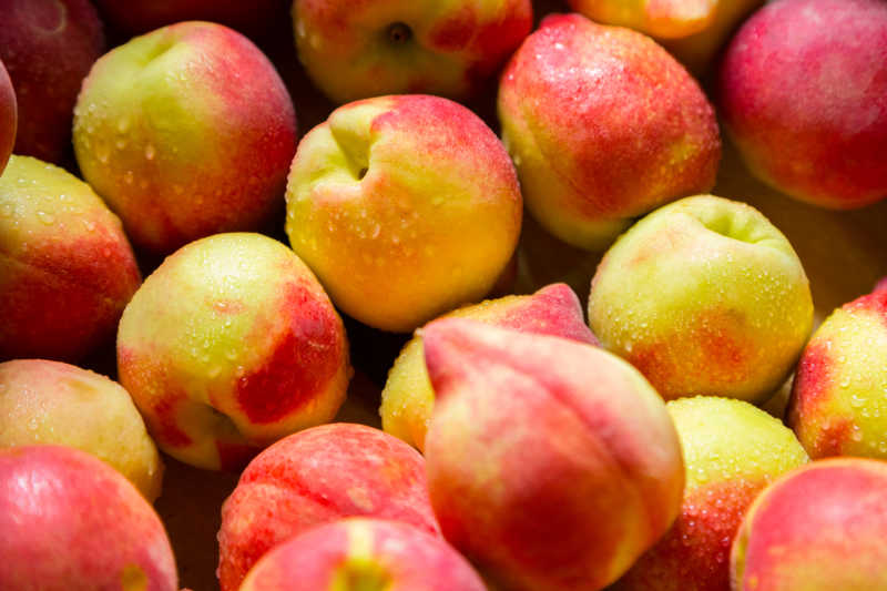 新鲜的洗过的油桃