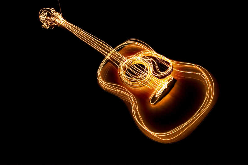 黑色背景下的吉他
