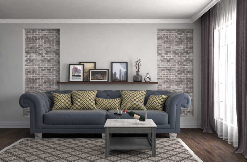 卧室3D装修效果沙发正面特写