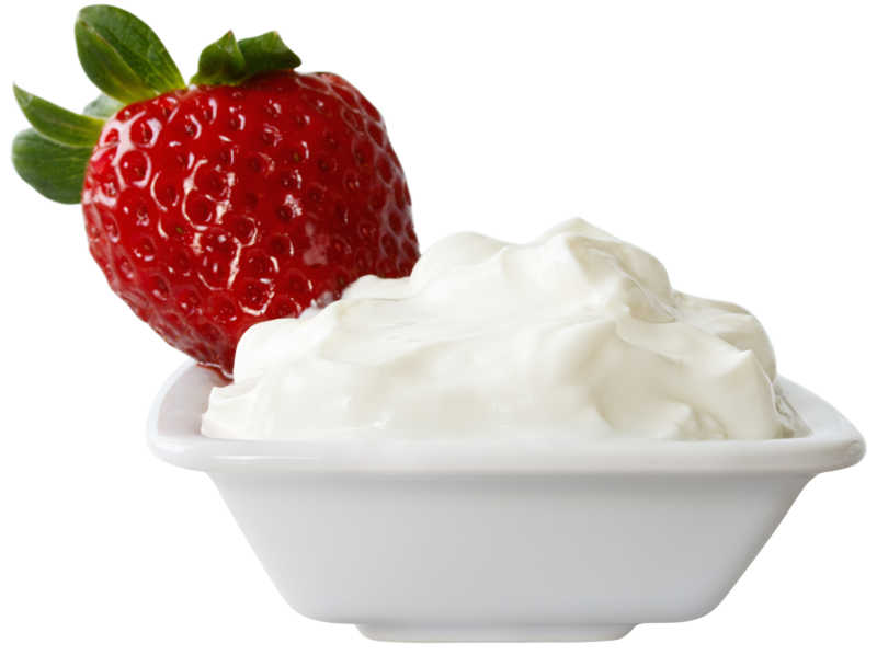 酸奶油中的Strawberry
