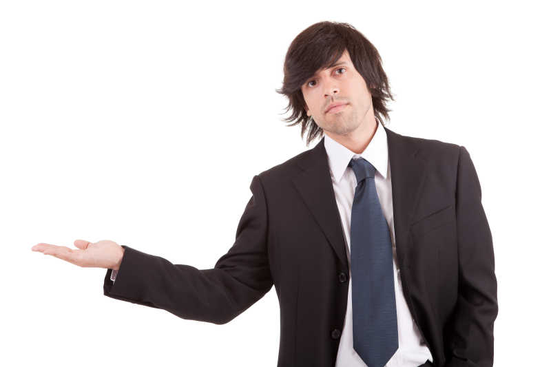 年轻男人介绍你产品的商人