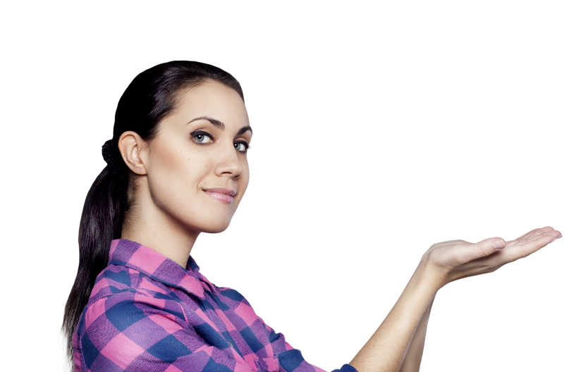 美女拿着你的产品