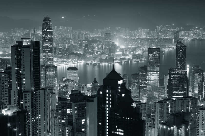 香港景色黑白照片图片 香港夜景黑白图片素材 高清图片 摄影照片 寻图免费打包下载