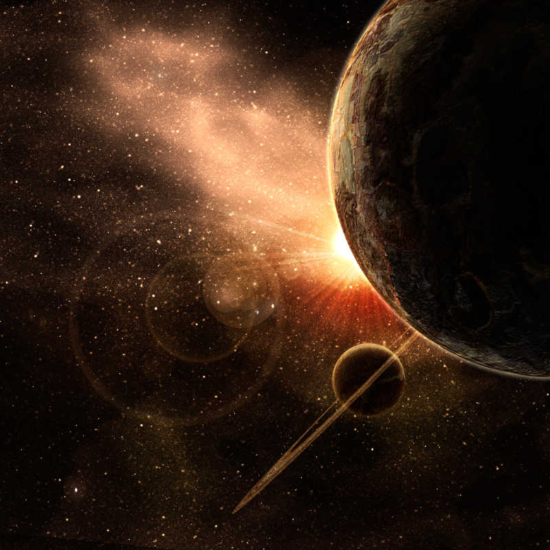 宇宙上的日出与行星