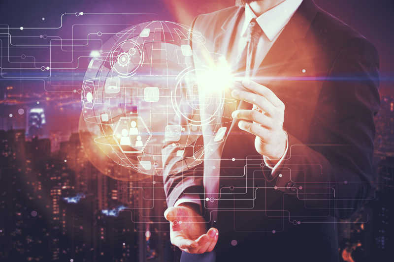 以科技概念为背景的男人