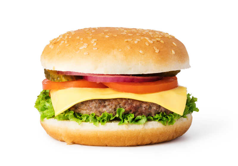 白色背景下的汉堡包