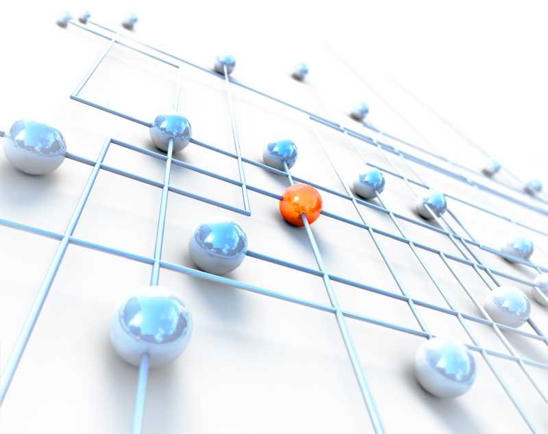 相连的立体球体体现了网络与互联网理念