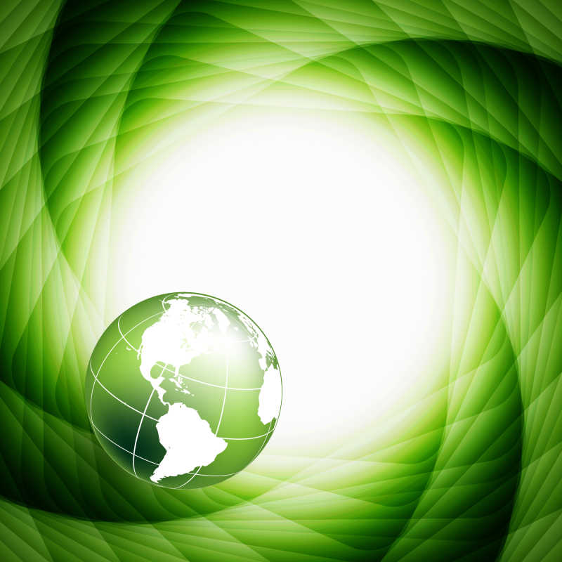绿色地球和线条插图