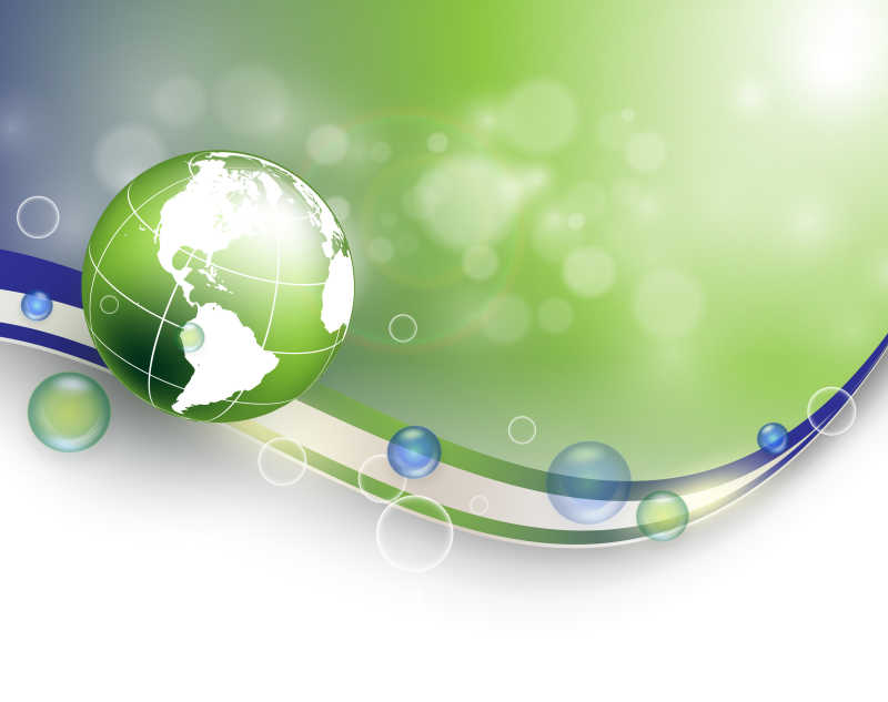 带波浪线的绿色地球插图