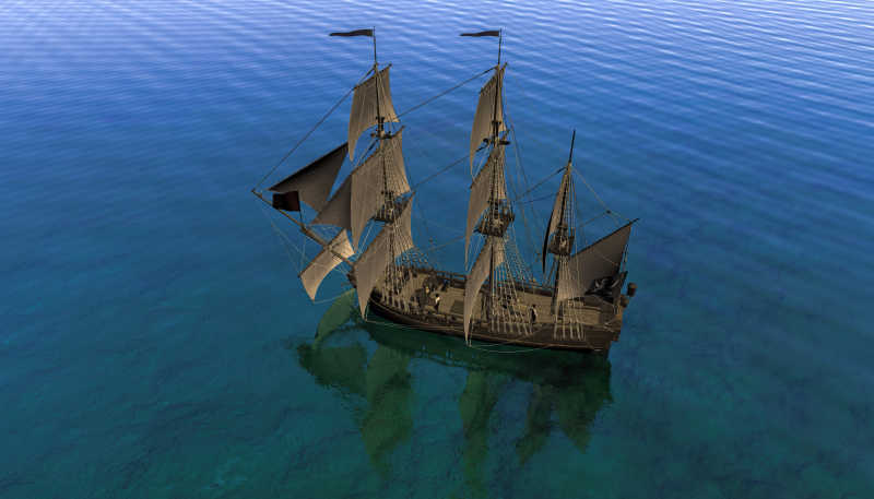 一艘行驶在海上的帆船