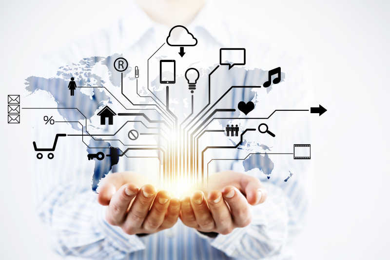 手捧互联网科技概念