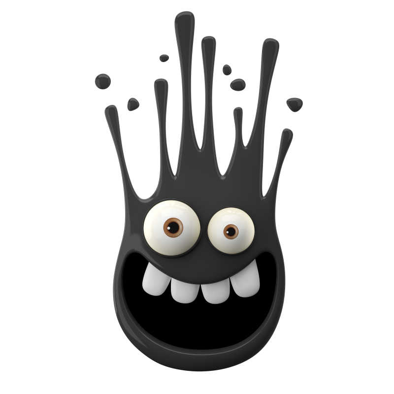 开心笑的3D黑色立体怪物