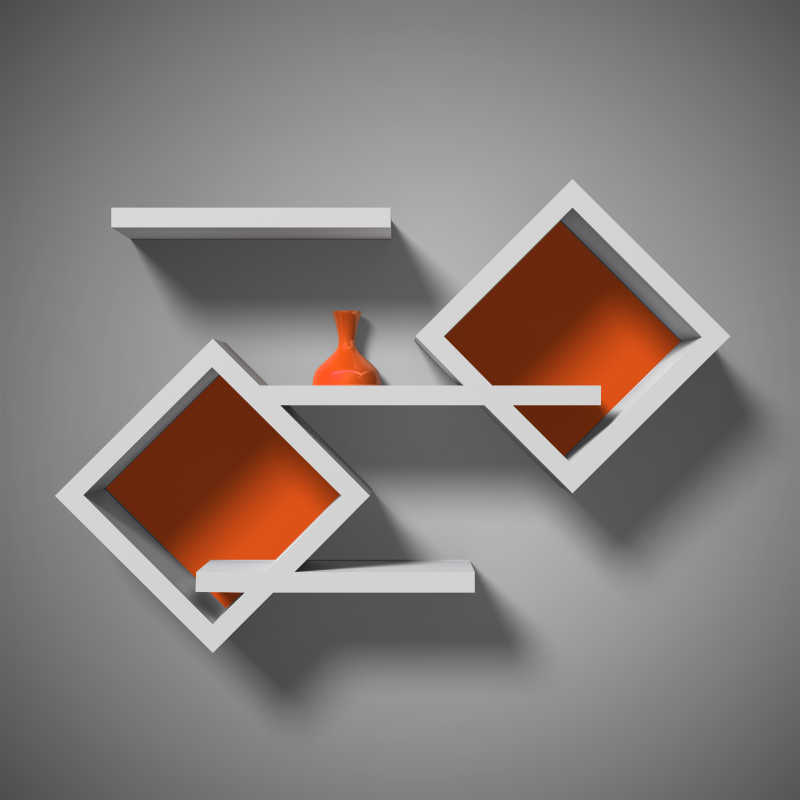 在灰色的背景上设计的现代创意书架