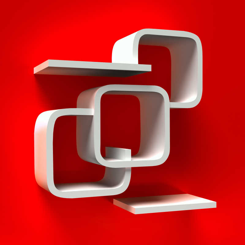 现代创意书架插画红色背景模板为您设计