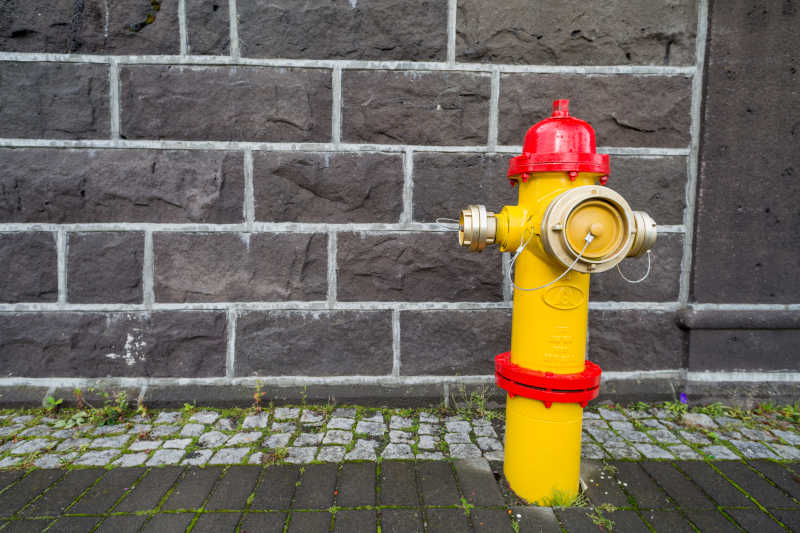 冰岛消防栓黄色和红色