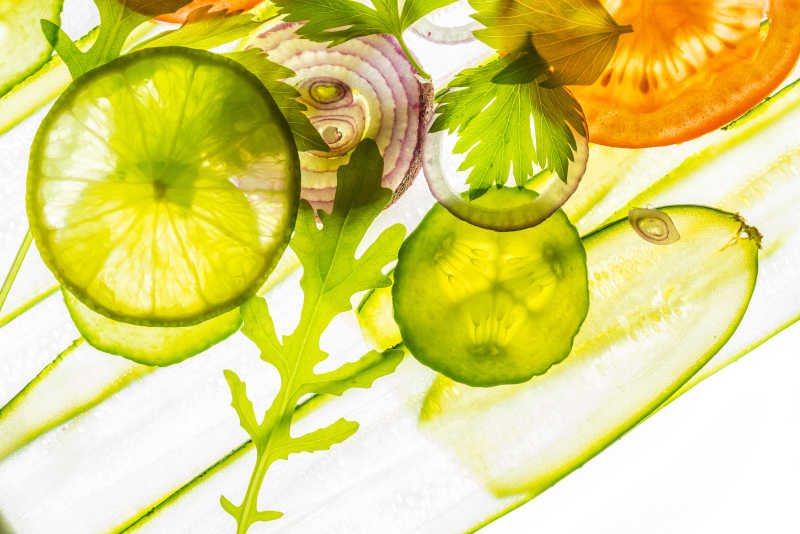 健康的有机蔬菜片背景