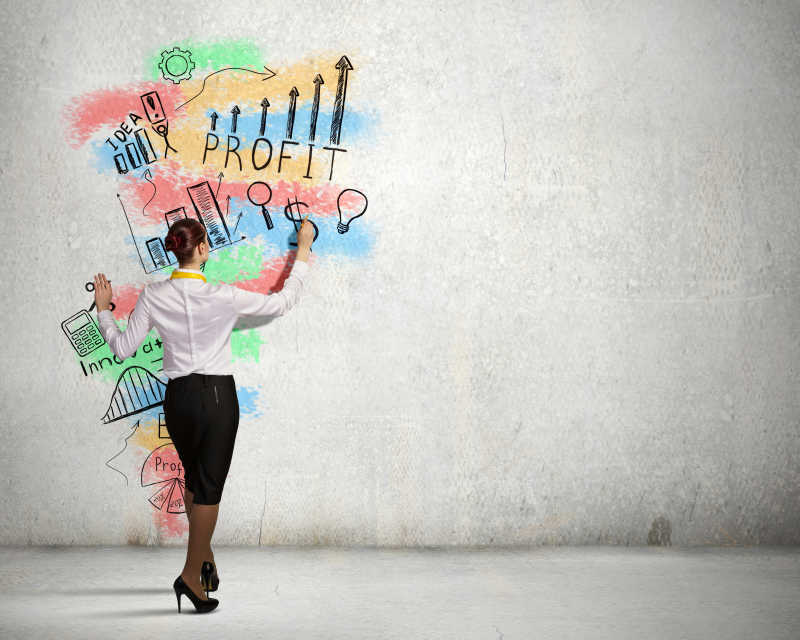 白色背景下女人在计划金融概念