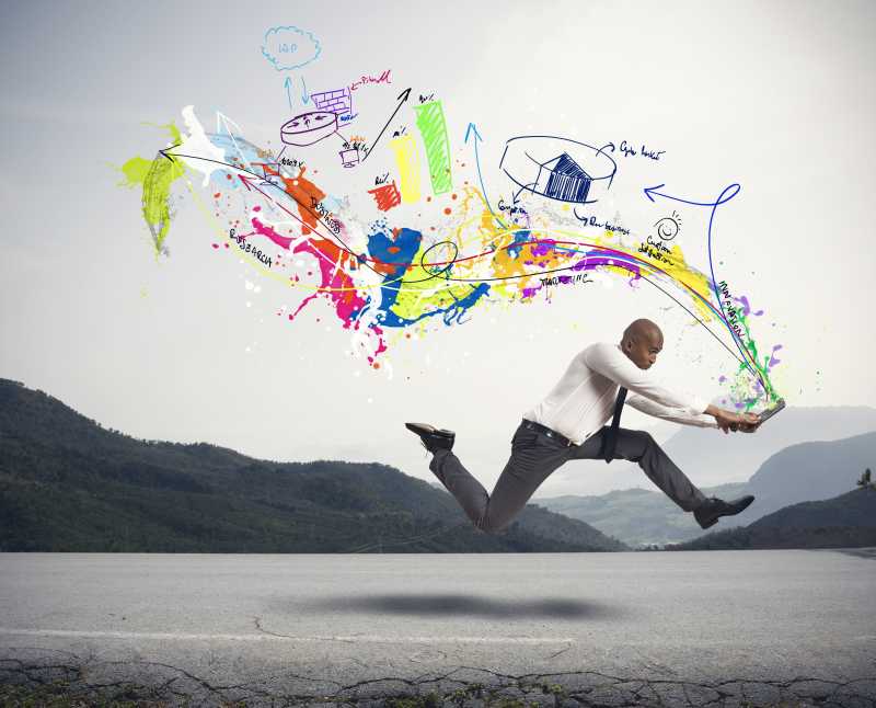 商人手中的多彩创意