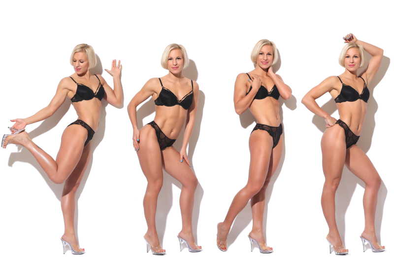 模特摆出不同的造型