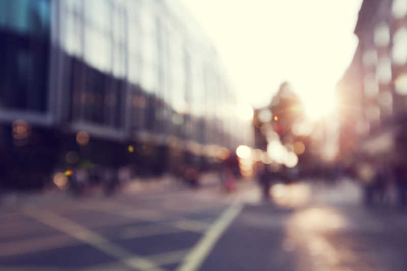 模糊的城市阳光特写