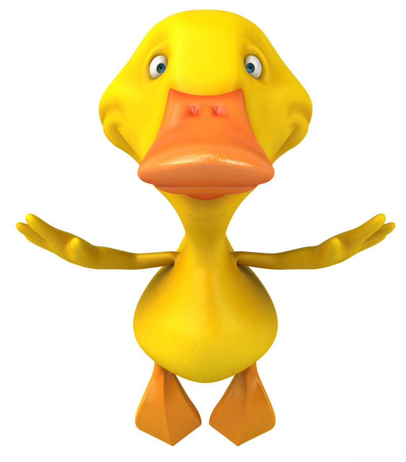 白色背景下的3D小黄鸭