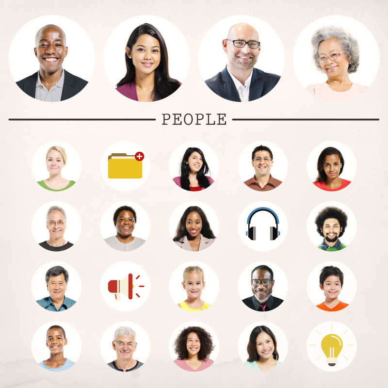 多样性社区肖像概念