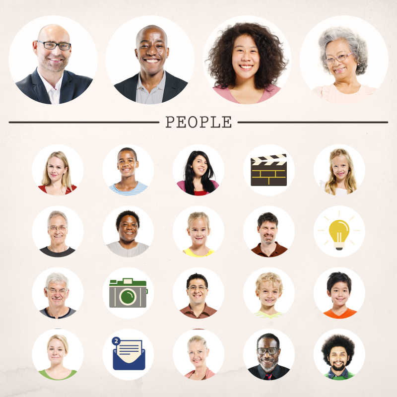 不同肤色的人脸头像