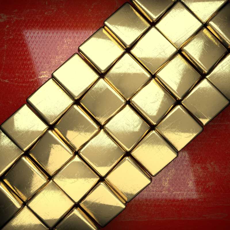 红色背景金色相框边框