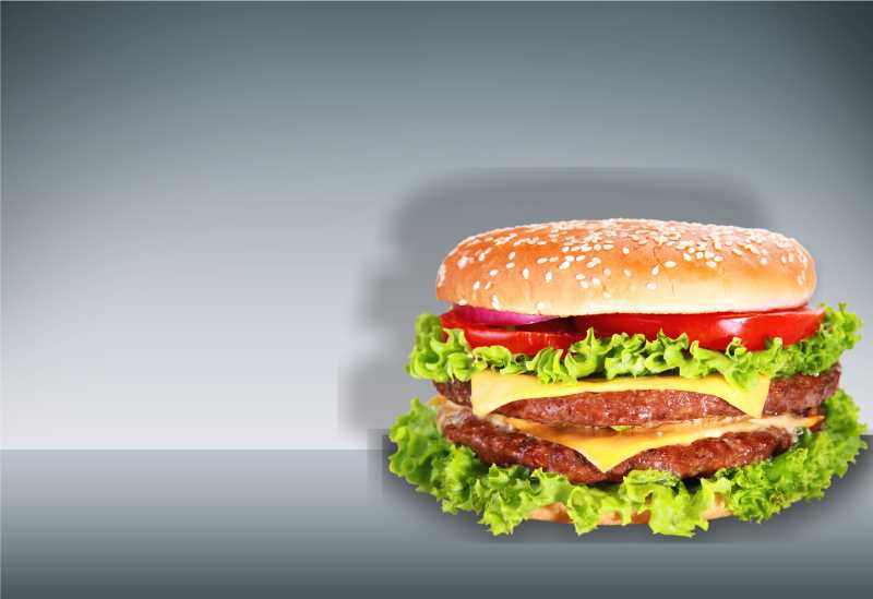 灰色背景中一个汉堡包