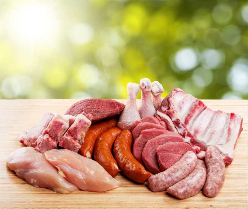不同种类的肉类食材