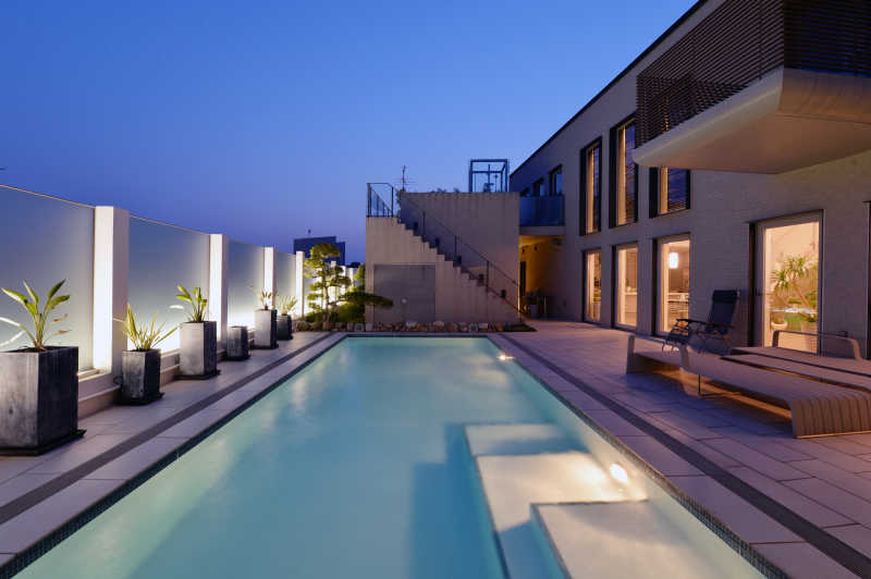 豪华别墅游泳池特写