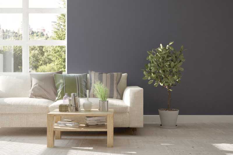 客厅里的沙发和木制茶几