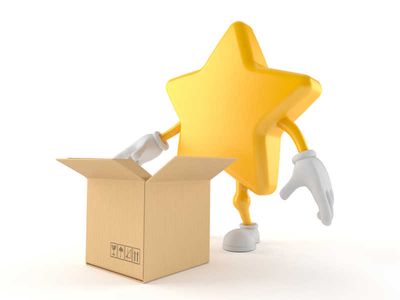 星形字符与打开纸板箱