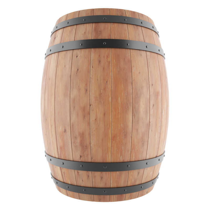 白色背景下的葡萄酒桶