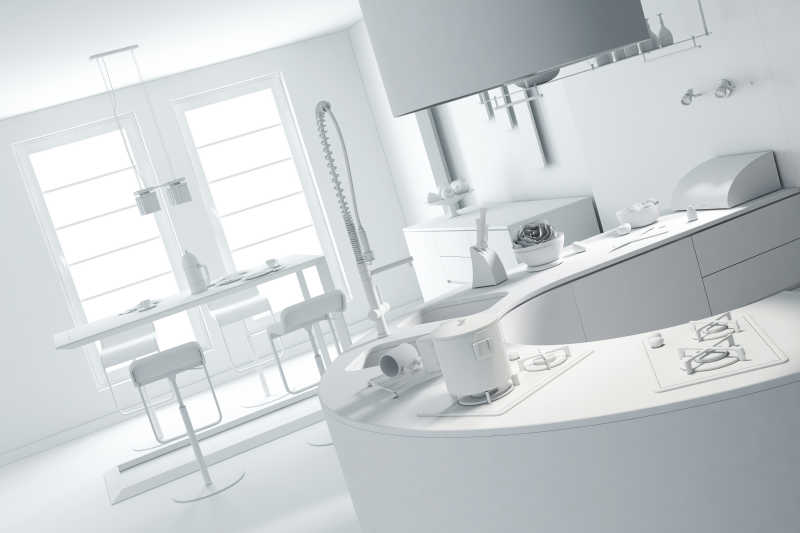 一个现代化的客厅黏土3D